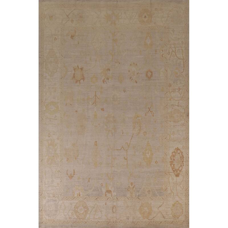 Vegetable Dye Oushak Turkish Area Rug Handmade Floral Wool Carpet - 8'8"x 11'9"
