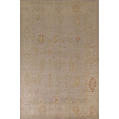 Vegetable Dye Oushak Turkish Area Rug Handmade Floral Wool Carpet - 8'8"x 11'9"