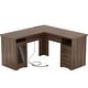 preview thumbnail 71 of 70, Modern Farmhouse L-Shape Desk with File Cabinet and Drawers, Homer Office Executive Desk with Charge Station