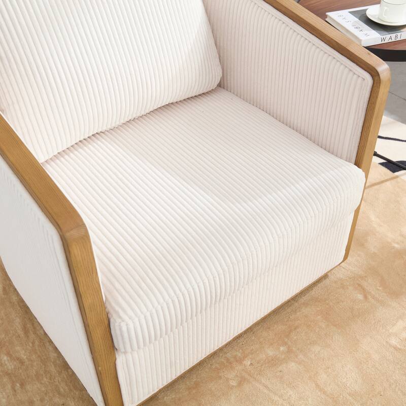 Accent Chair Sofa Chair with High-Density Foam and Curved Back, Degree Swivel Barrel Club Chair Lounge Chair