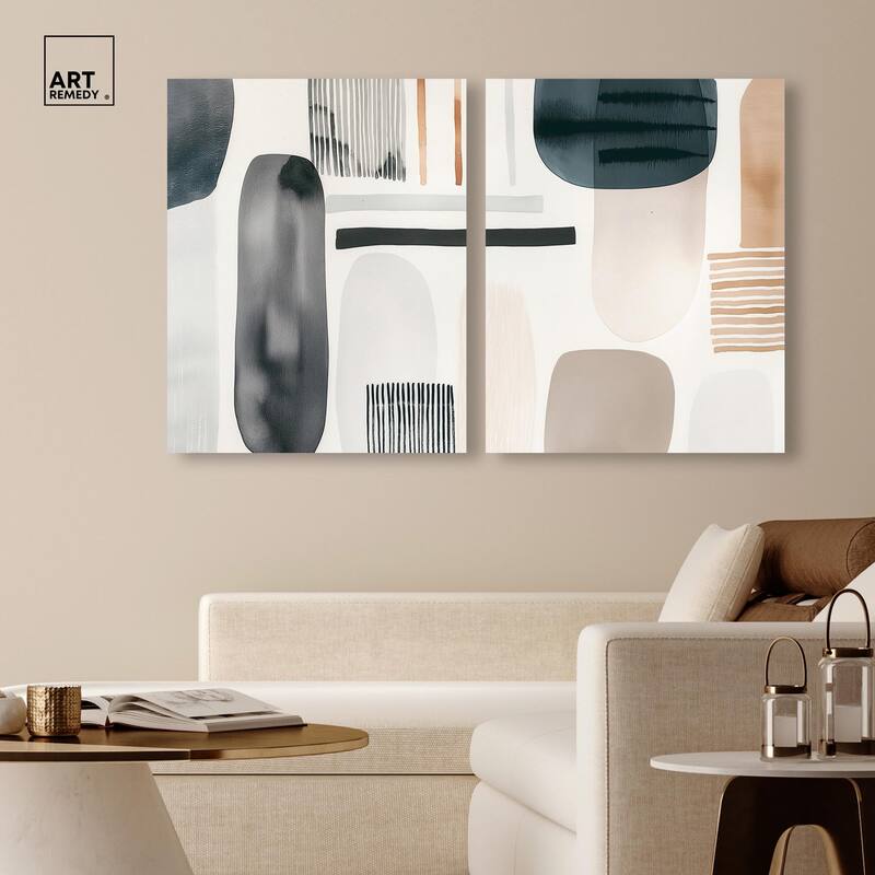 Floating Shapes I Canvas Set of 2 by Art Remedy, Gallery Wrapped