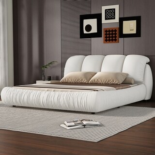 Modern Design Queen Size Luxury Upholstered Bed，Velvet Queen Bed with ...