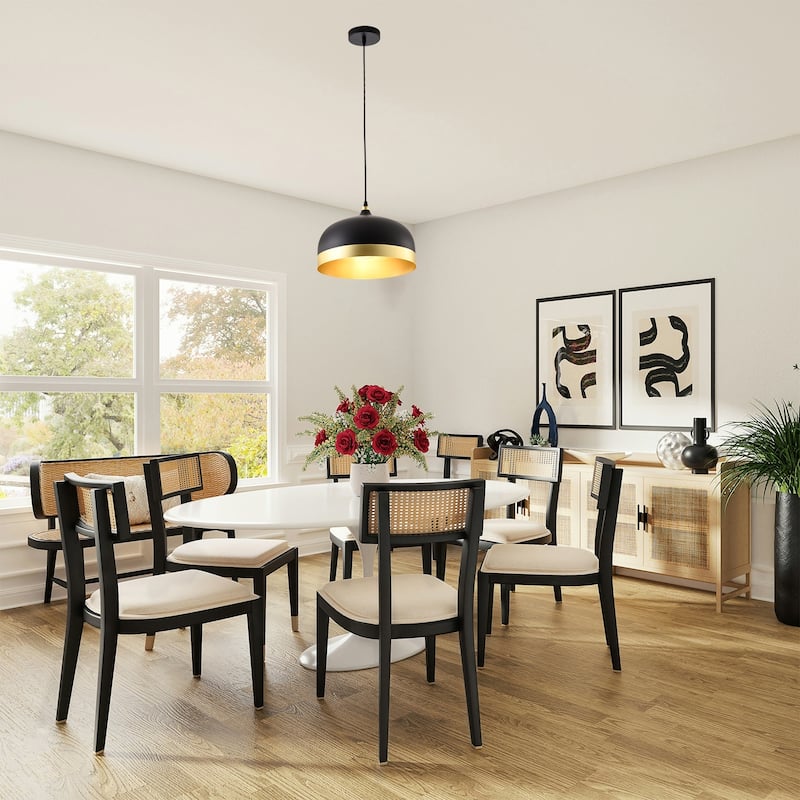 Industrial 1 Light Black Metal Pendant With Gold Aluminum