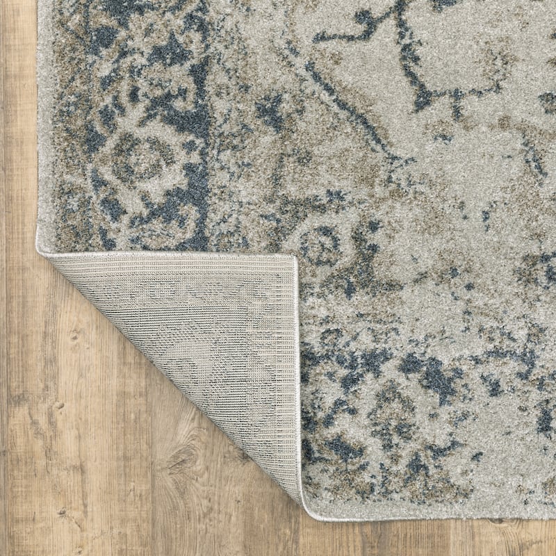 Style Haven Archer Vintage Medallion Gray/ Blue Indoor Area Rug.