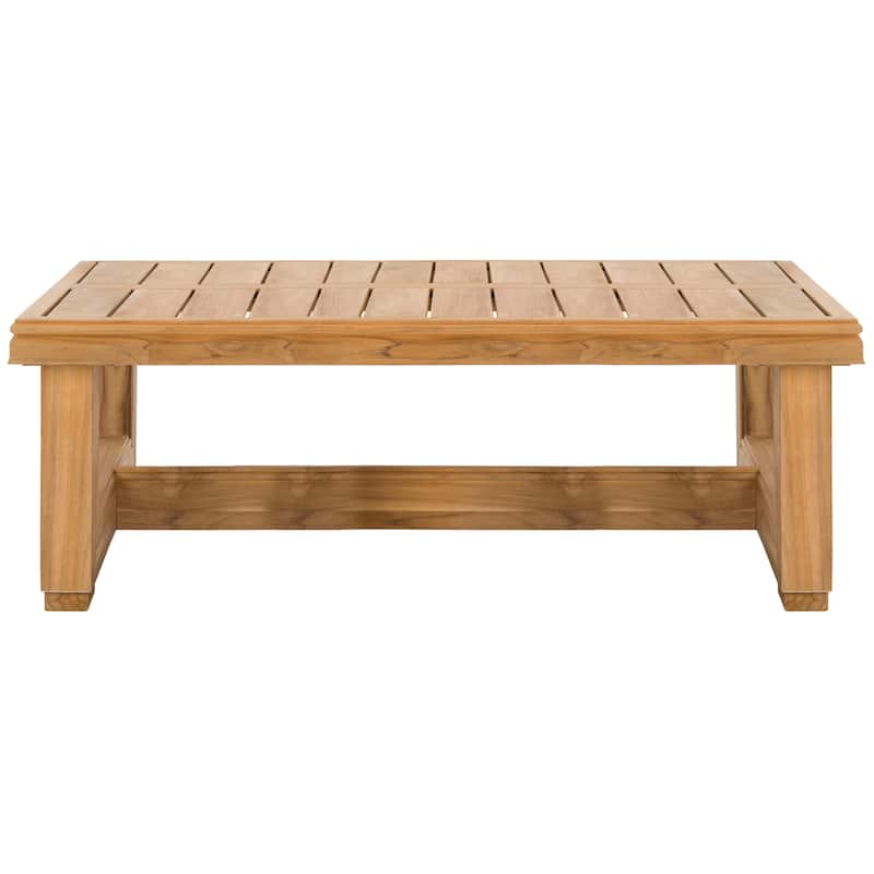 SAFAVIEH Couture Nealy Montford Teak Commercial Grade Coffee Table - 50 In W x 31 In D x 13 In H - 50Wx31Dx13H - Brown