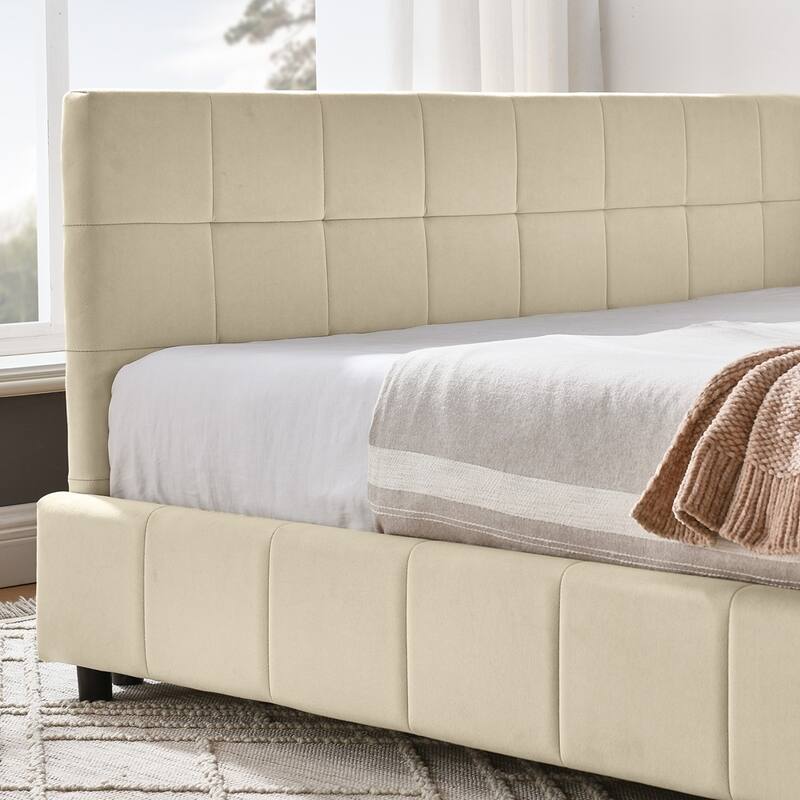 Upholstered Tufted Bed Frame Velvet Fabric Daybed