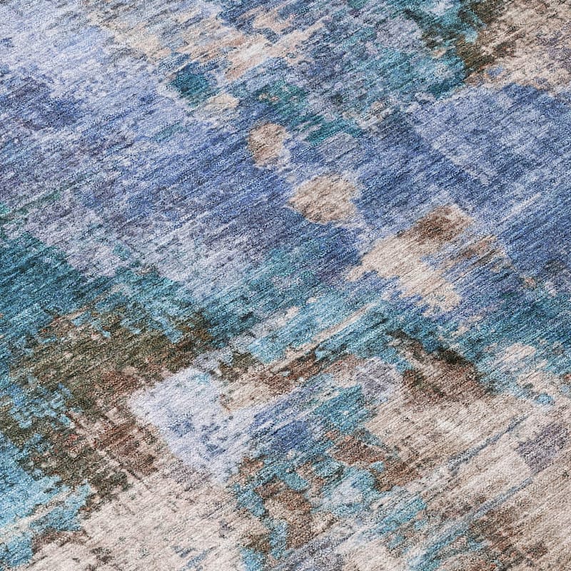 Machine Washable Indoor/ Outdoor Abstact Contemporary Chantille Rug