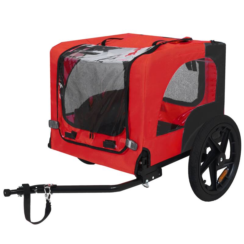 Pet Bike Trailer Dog Cart for Bicycle,Suitable for Small and Medium Pets, Easy Folding Cart Frame, Non-Slip Floor - Red