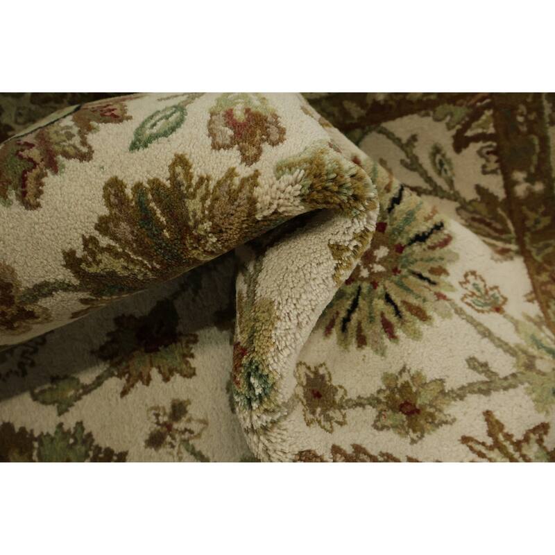 Hand Knotted Oriental 100% Wool Carpet Traditional All-Over Beige & Ivories Agra Area Rug - 6' 2'' X 4' 0''