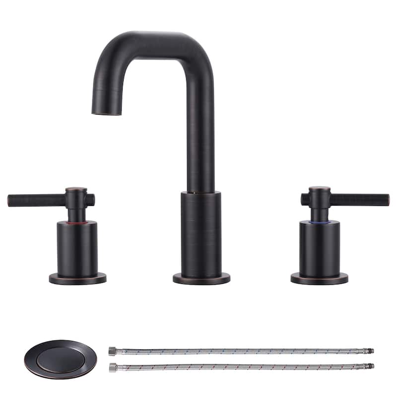 WOWOW 8 in. Widespread Double Handle Bathroom Faucet - Oil Rubbed Bronze