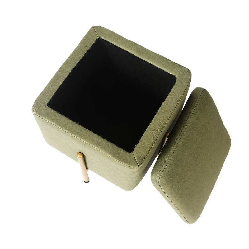Adeco Square Velvet Storage Ottoman Multi-Function Vanity Footstool
