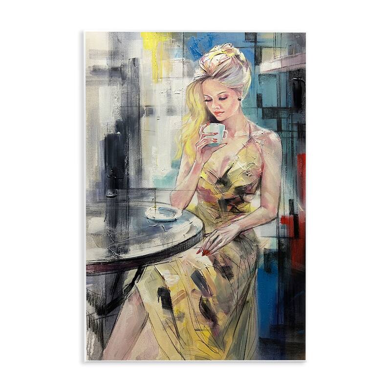 Stupell Elegant Woman at Cafe Wall Plaque Art Design By Lucille Lee - 13 x 19