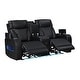 preview thumbnail 2 of 16, Jazz 74"W Leather Aire Power Reclining Loveseat w/Power Headrest, Bluetooth Speakers, LED, USB Ports, Storage & Cupholders