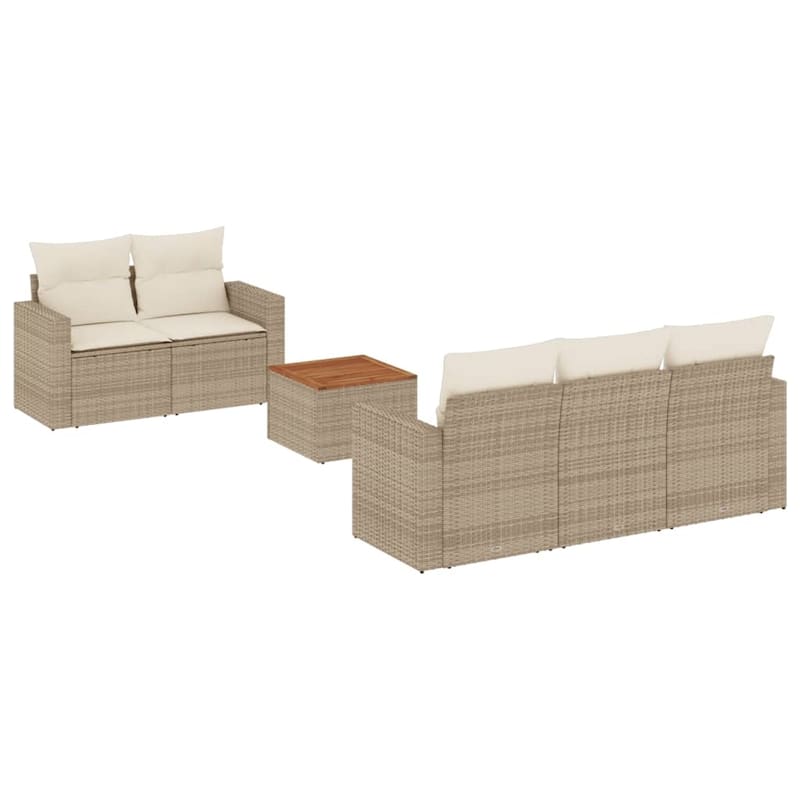 vidaXL Patio Sofa Set with Cushions Outdoor Furniture 6 Piece Poly Rattan - 25.8 x 24.4 x 27.2