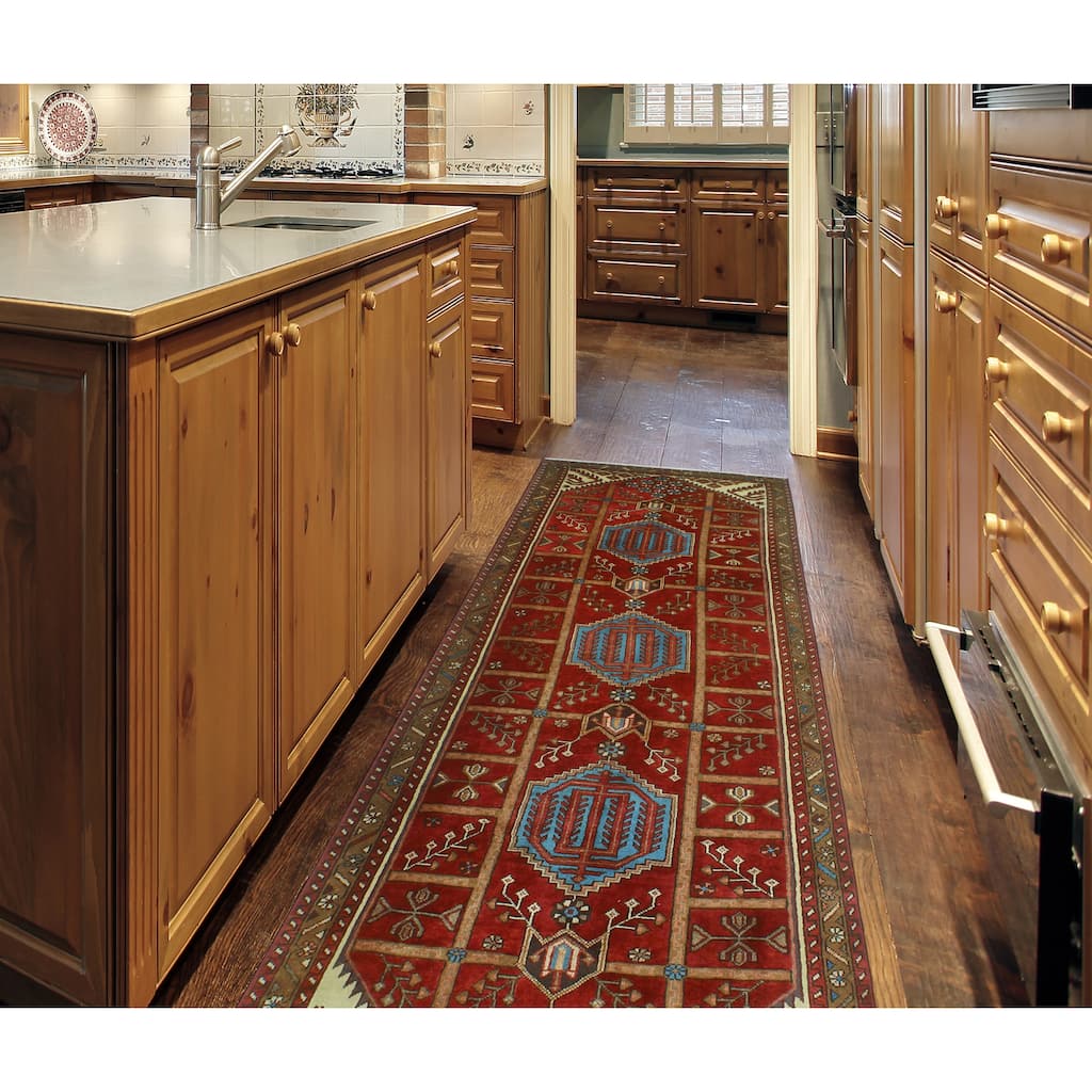 Fine Vintage Distressed Evelina Burgundy/Ivory Runner - 3'11" x 9'8"