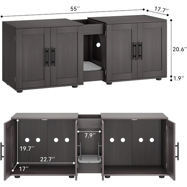 Cat Litter Box Enclosure for 2 Cats,Hidden Litter Box Furniture