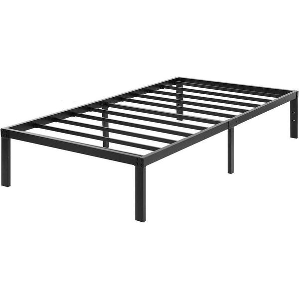 slide 2 of 6, Black Heavy-Duty Twin Metal Bed Frame with 16 Inch Height and 3000 lbs Capacity Black