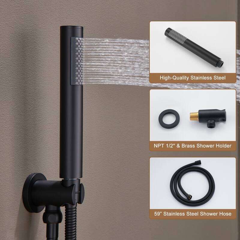 CASAINC 3-function Luxury Thermostatic Dual Shower Faucet Shower System with 6 Body Spray Jets