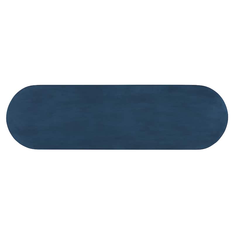Acacia Veneer Rattan Console Table Narrow Hallway Tables with Oval Table Top, Entryway Table with Storage Drawers Navy Blue