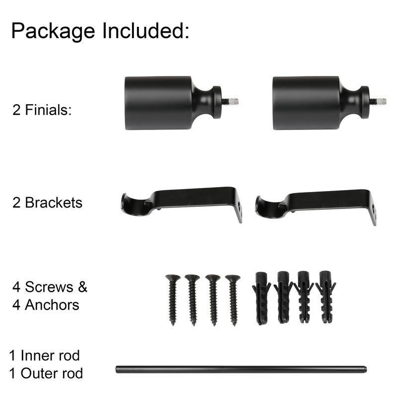 UTOPIA ALLEY Wall Mounted 3/4 Inch Curtain Rod - Curtain Rods For Window, Adjustable Drapery Rod