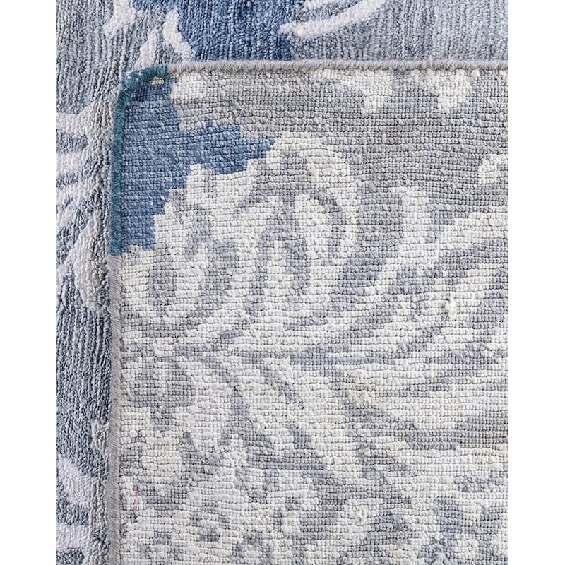 Modern One-of-a-Kind Hand-Knotted Area Rug - Gray, 9' 0" x 12' 2" - 9' 0" x 12' 2"