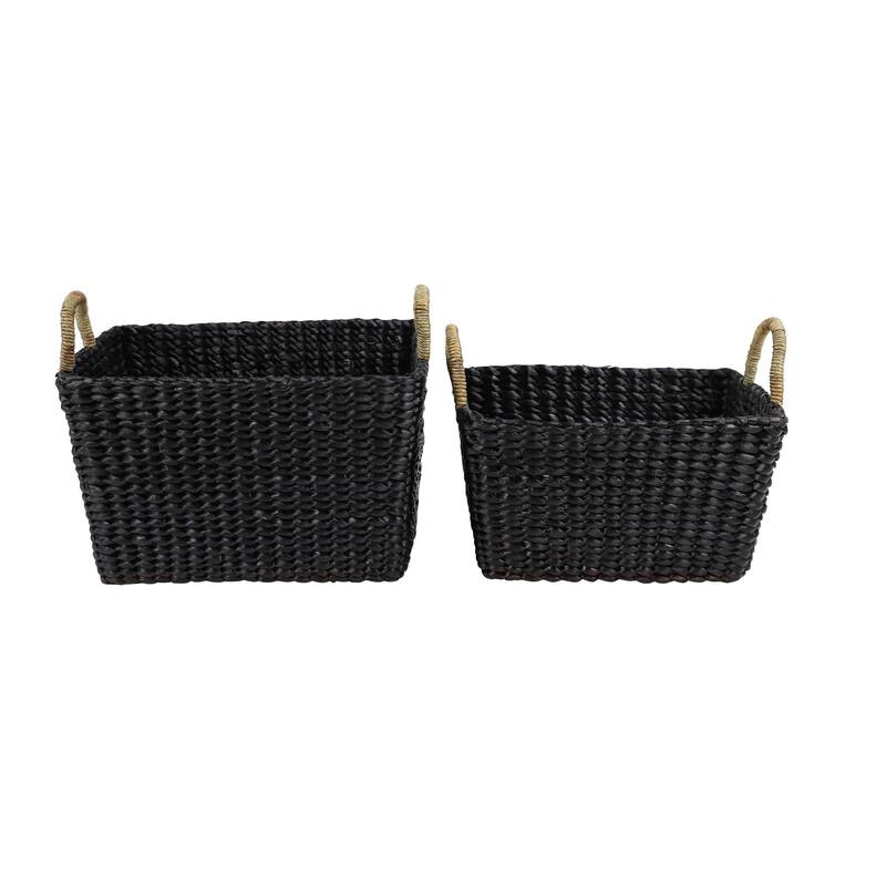 Black Banana Leaf Eclectic Storage Basket (Set of 2)
