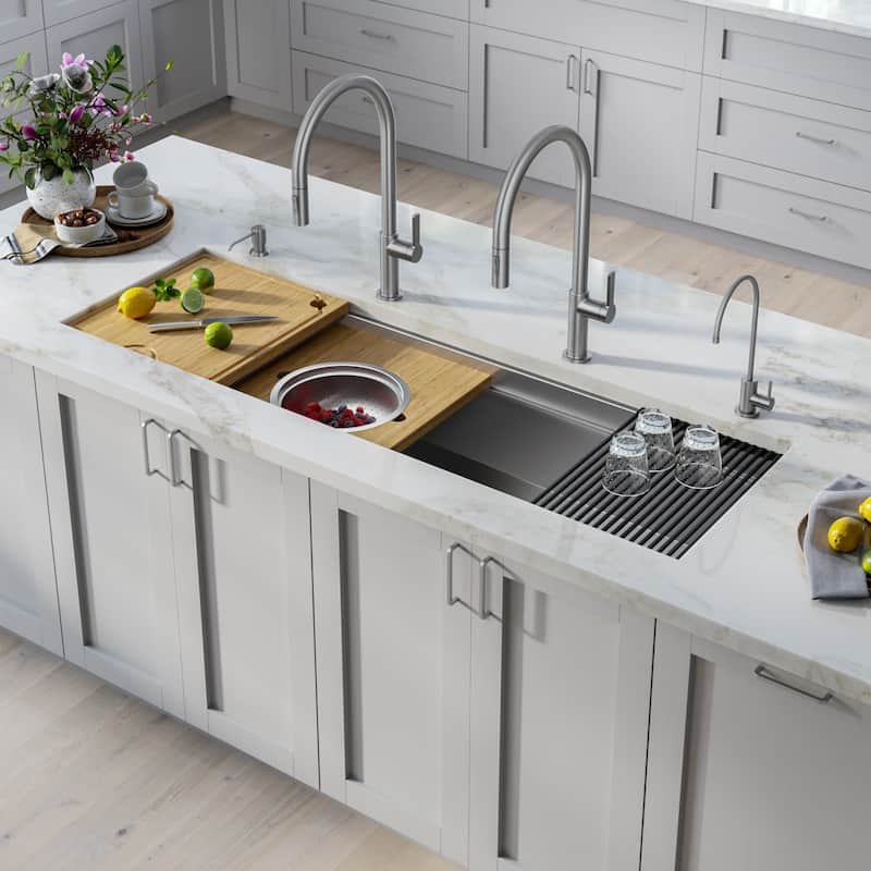 Kraus Kore 57" Undermount Single Bowl Kitchen Sink with Accessories