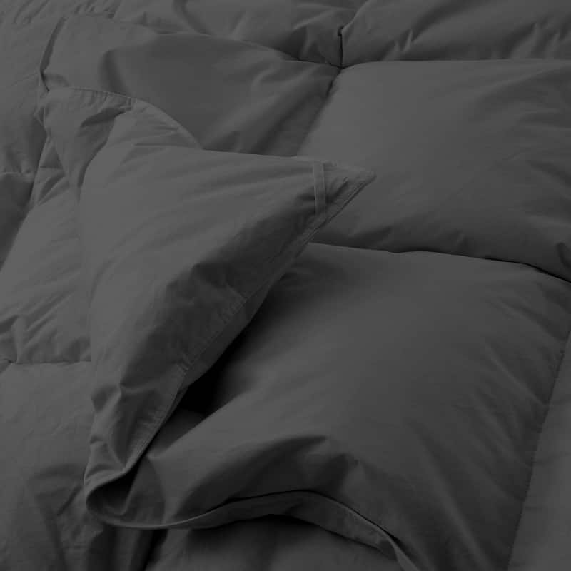 All Season 100% Cotton Goose Feather Down Comforter, Quilted Fluffy Duvet Insert