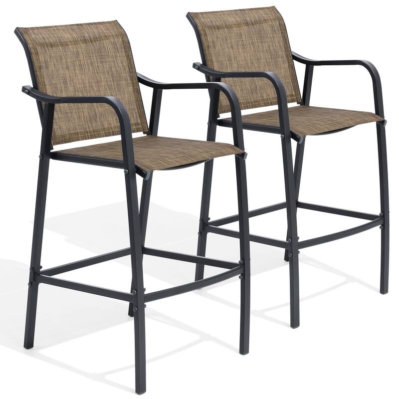 Outdoor Indoor Patio Bar Stools Lightweight Bar Chairs - Earth - 2-Piece