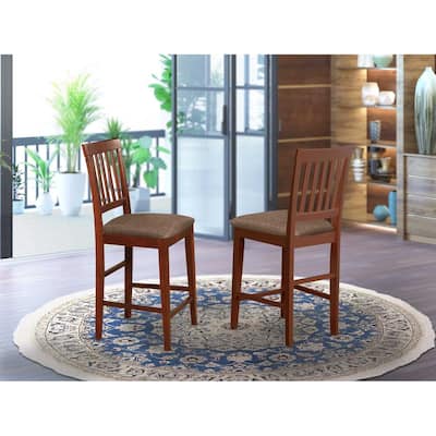 Counter Height Bar Stools with Wooden Seats, Buttermilk and Cherry Finish, Comfortable Kitchen Island Seating