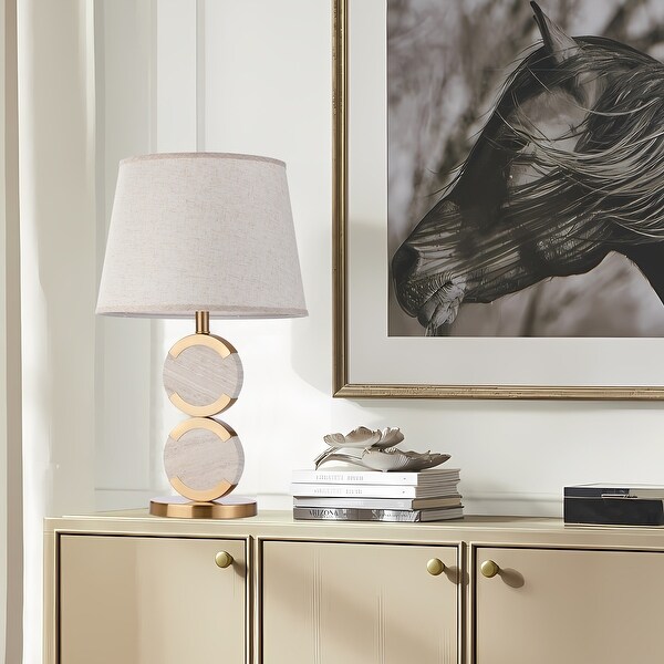 Alabaster table lamp with night light top
