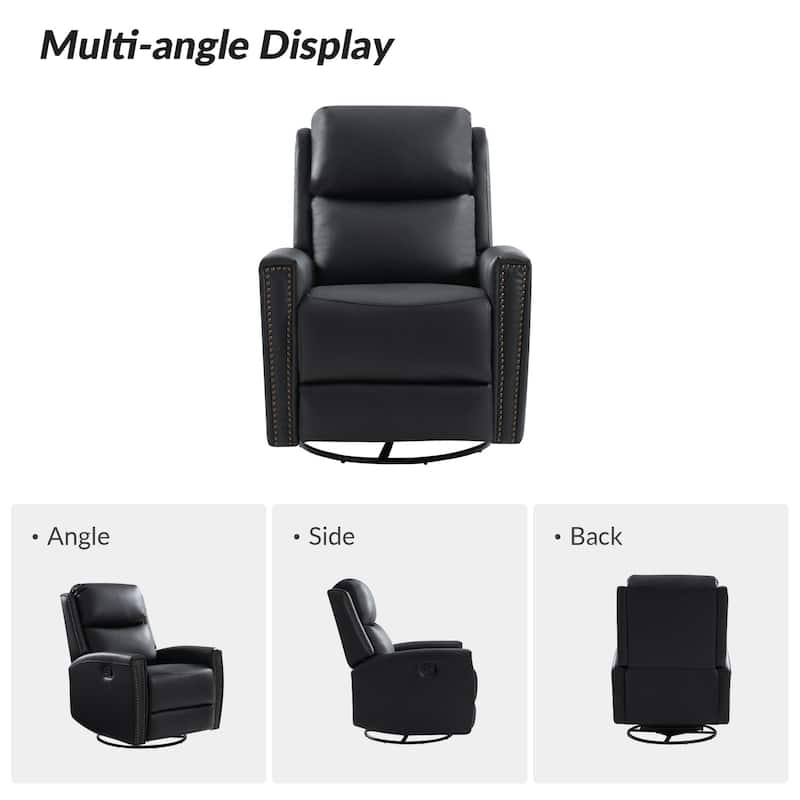 Fiacro 30.31"Wide Modern Genuine Leather Wingback Swivel Rocker Recliner with Nailhead Trims, Set of 2