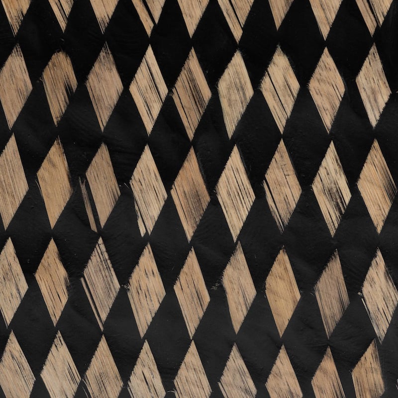 Paulo Decorative End Table with Bamboo Diamond Pattern - Modern Accent Side Table for Living Room or Bedroom