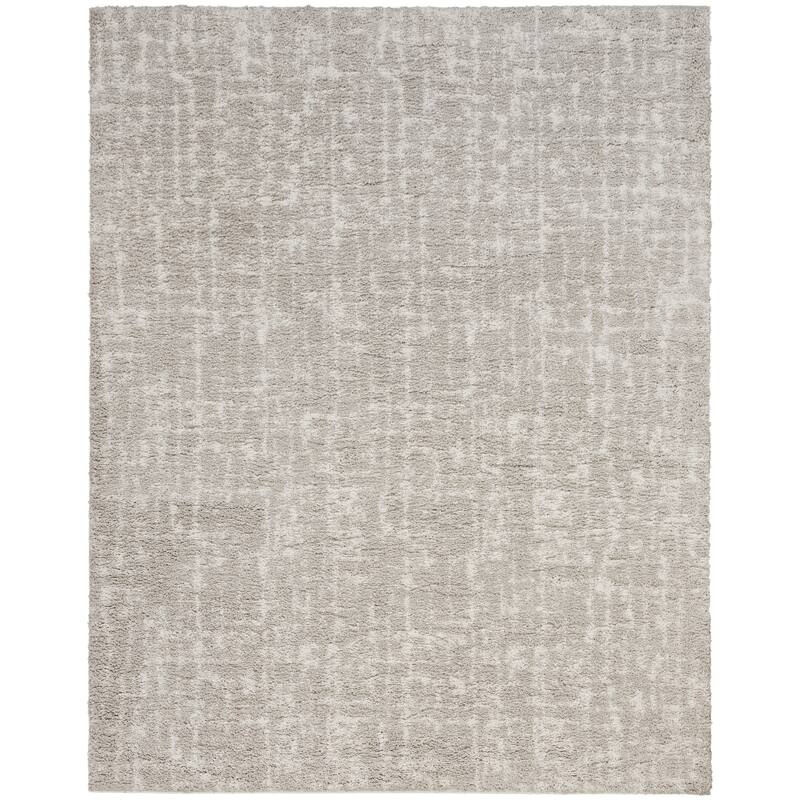 Nourison Modern Shag Indoor only Abstract Area Rug - 7' 10" x 9' 10" - Grey/Ivory