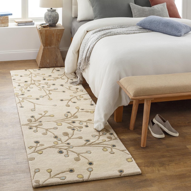 Livabliss Athena French Country Floral & Botanical Hand Tufted Area Rug - 3' x 12' Runner - Cream