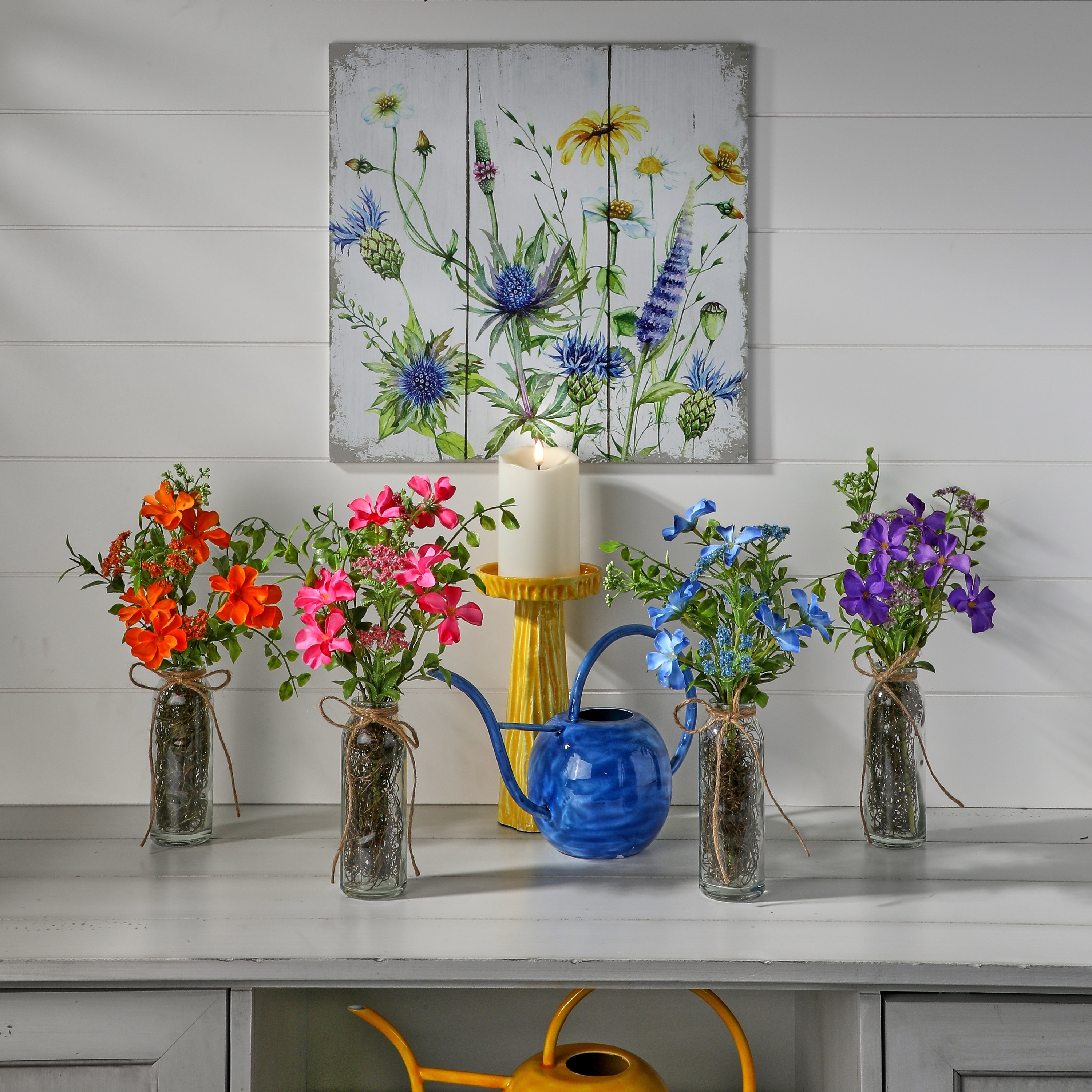 14" Summer Garden Glass Arrangement Set of 4