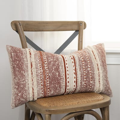 Rizzy Home Striped Textured Embroidered Throw Pillow