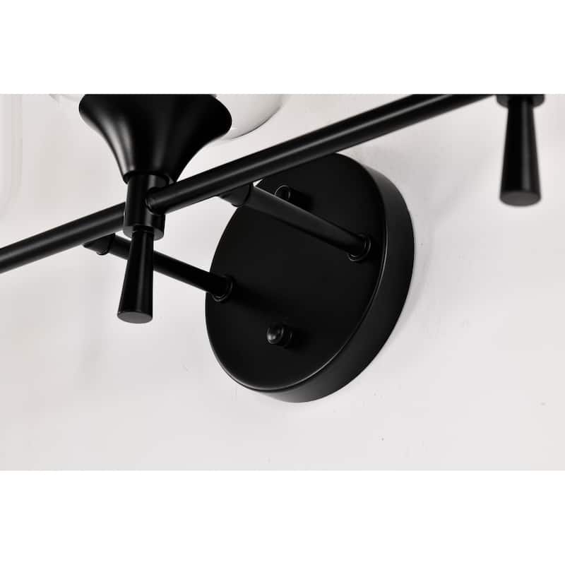 Matte Black 3-Light Modern Vanity Light with Clear Glass Shades
