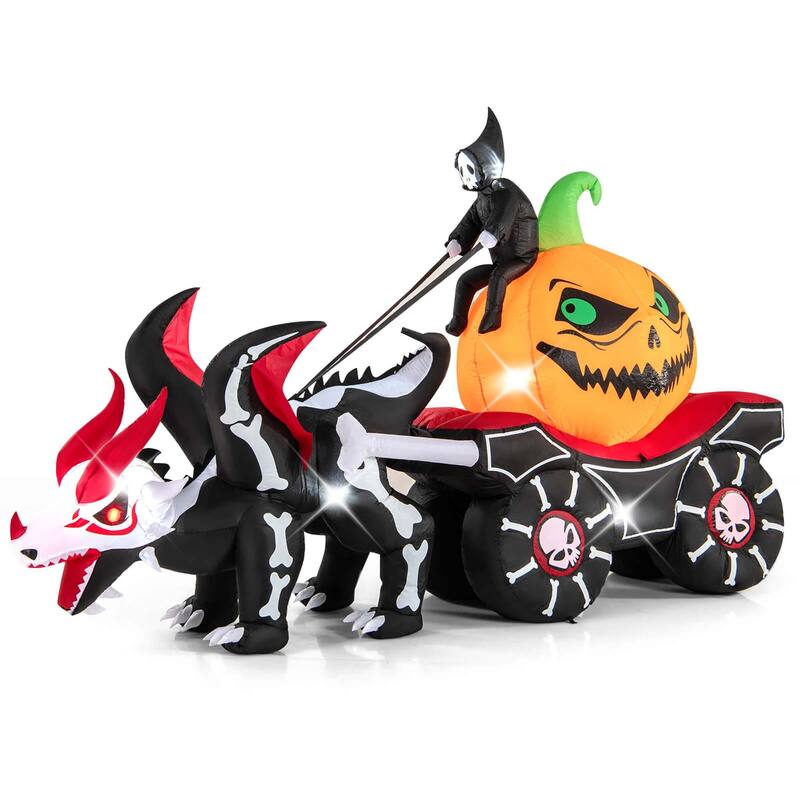 Costway 9 FT Long Halloween Inflatable Decoration Grim Reaper Driving - See Details