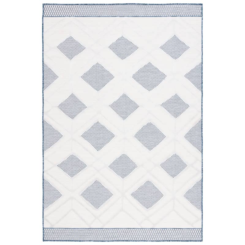 SAFAVIEH Cabana Margith Trellis Waterproof Patio Backyard Rug - 8' x 10' - Ivory/Navy