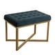 preview thumbnail 5 of 8, Silver Orchid Pugo Rectangular Ottoman with Midnight Velvet Tufted Cushion and Gold Metal X Base
