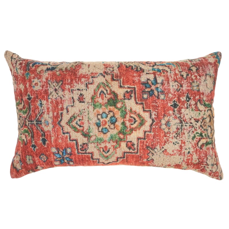 57 Grand by New Concept Washables Persian Medallion 14" x 24" Rust Indoor Throw Pillow - Accent - 14" X 24" - Rust