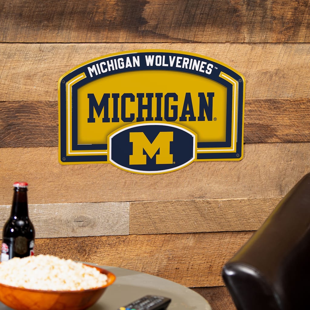 University Of Michigan Embossed Steel Wall Sign, 11" x 17"