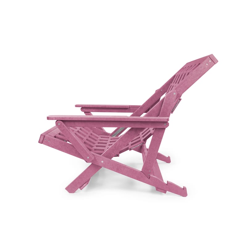 Aspen Fully Assembled All-Weather HDPE Outdoor Folding Lounge Chair with Removable Cushion