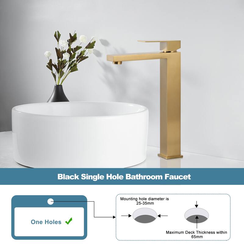 WOWOW Single Handle Single Hole High Arc Bathroom Vessel Faucet