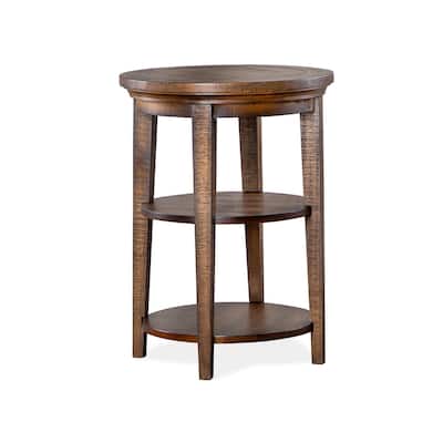 Magnussen Home Bay Creek Toasted Nutmeg Round Accent End Table - 18''W x 18''D x 24''H