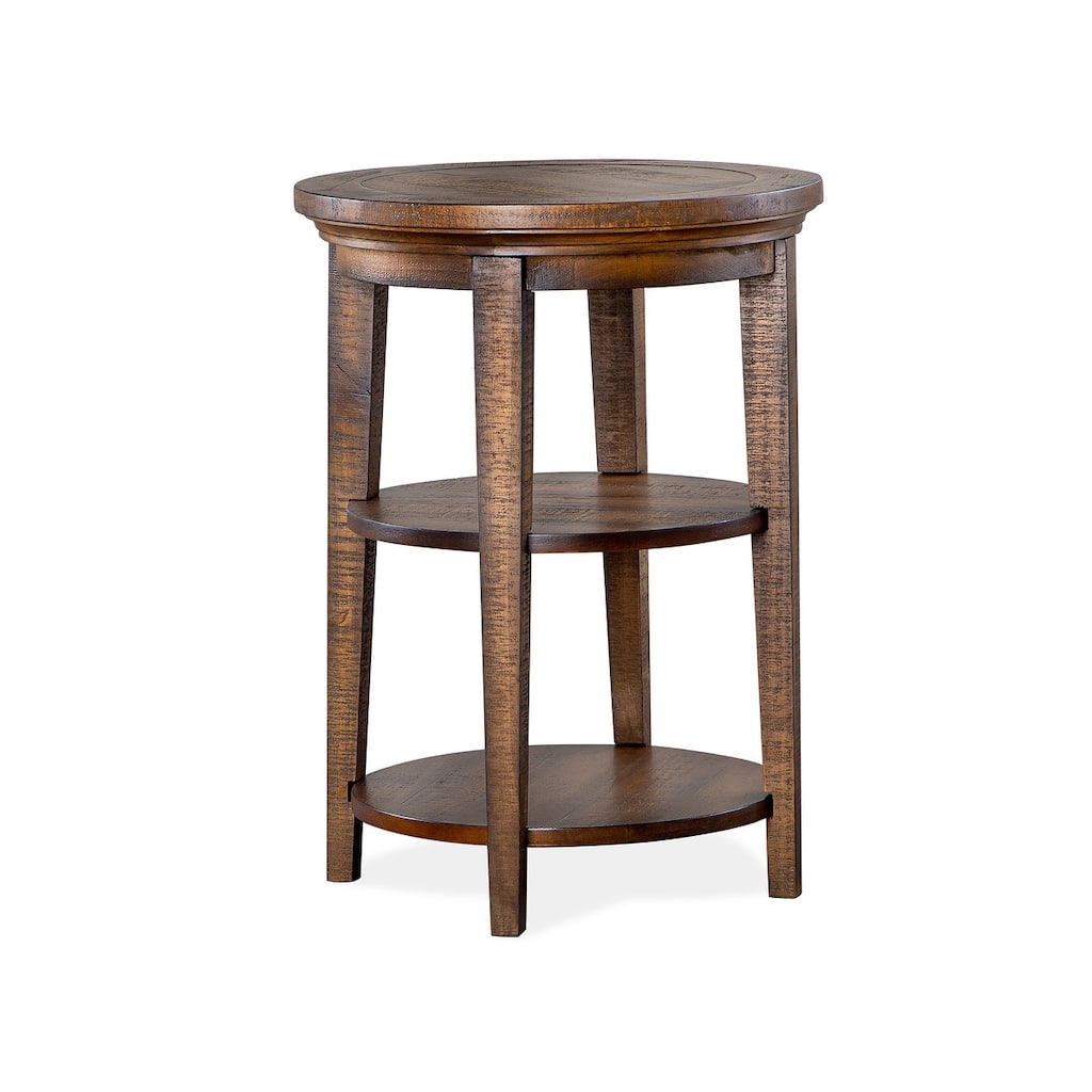 Magnussen Home Bay Creek Toasted Nutmeg Round Accent End Table - 18''W x 18''D x 24''H