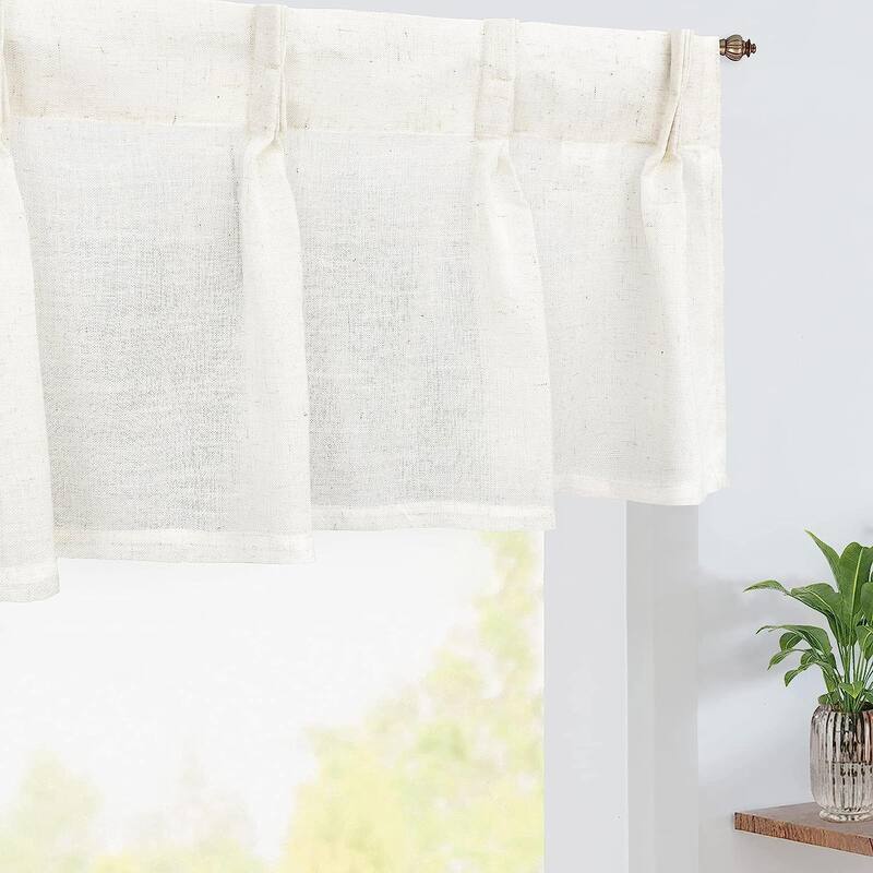 DriftAway Pinch Pleat Valance for Kitchen Window Faux Linen Textured