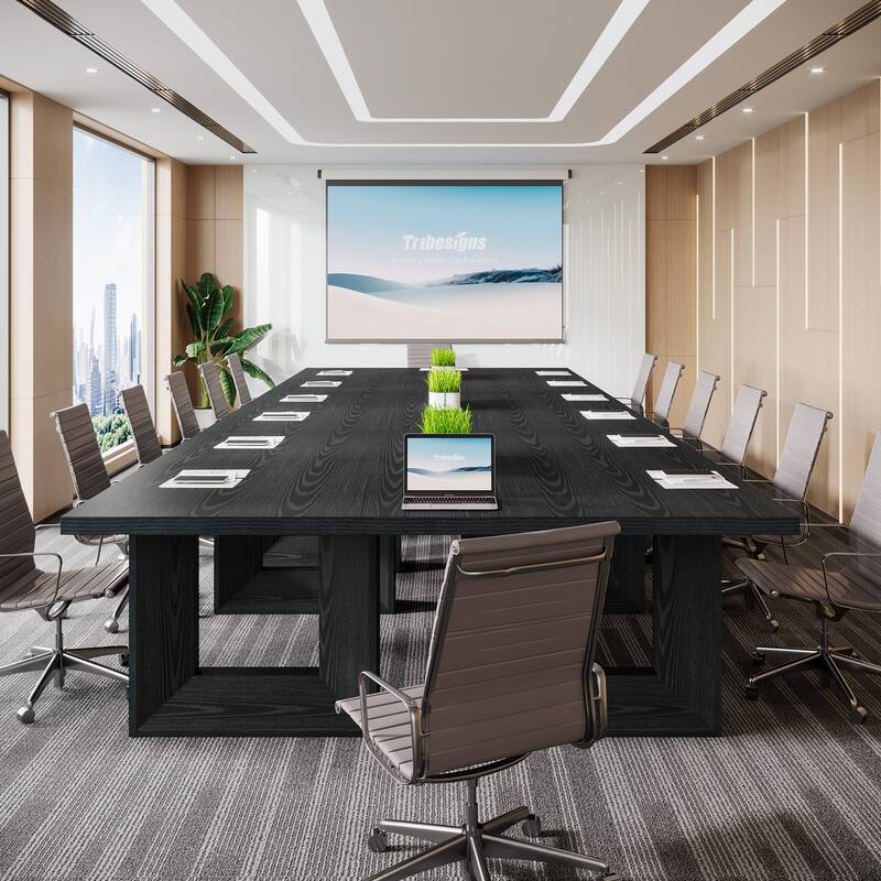 63'' Conference Table with Geometric Base, Home Office Computer Executive Desk