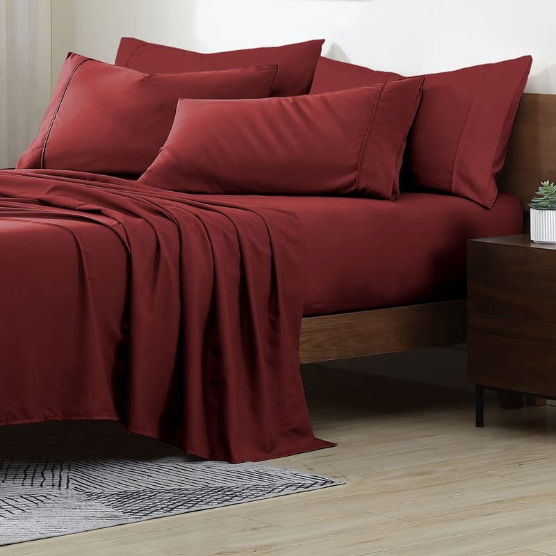 Swift Home Premium Ultra Soft Microfiber 6-Piece Sheet Set with Extra Pillowcases - Twin - Burgundy
